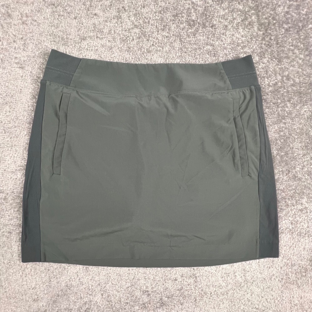 Athleta Womens Size 10 Green Active Skort Ribbed Waist Pockets Golf Tennis 4398